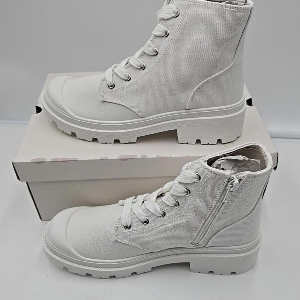 UNIONBAY Jazzy Sneaker Utility Boots White Side Zip SZ 8M